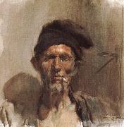 Joaquin Sorolla Smoking old man USA oil painting artist